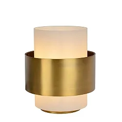 table lamp FIRMIN cylindrical E27 IP20, gold matt, brass, opal 