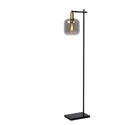floor lamp JOANET square E27 IP20, smoky colour, black 