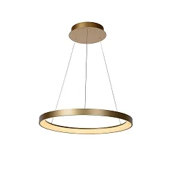 pendant luminaire VIDAL LED round IP20, gold matt, brass, opal dimmable