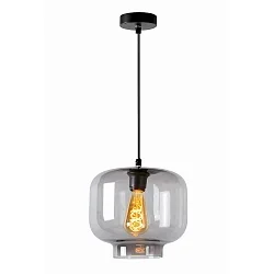 pendant luminaire MEDINE round E27 IP20, smoky colour, black