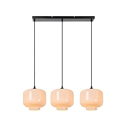 pendant luminaire MEDINE 3 flames, square E27 IP20, opal, black