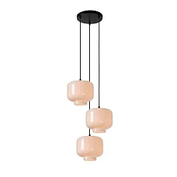 pendant luminaire MEDINE 3 flames, round E27 IP20, opal, black