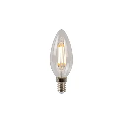 LED Filamentlampe KERZE, Ø 3,5 cm, E14, 1x4W, 2700K, dimmbar, transparent
