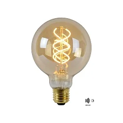 LED Outdoor Filamentlampe GLOBE G95 TWILIGHT SENSOR, Ø 9,5 cm, E27, 1x4W 2200K, Amber