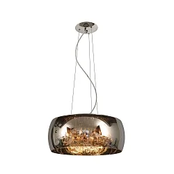 pendant luminaire PEARL 6 flames, round G9 IP20, chrome, smoky colour