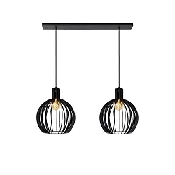 pendant luminaire MIKAELA 2 flames, square E27 IP20, black
