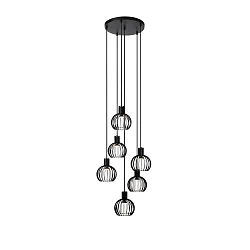 pendant luminaire MIKAELA 6 flames E14 IP20, black dimmable