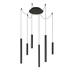 pendant luminaire LORENZ LED 6 flames IP20, black dimmable