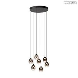 pendant luminaire TAMINO 5 flames IP20, black dimmable