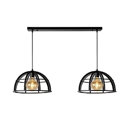 pendant luminaire DIKRA 2 flames, square E27 IP20, black