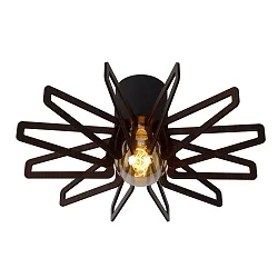 ceiling luminaire ZIDANE round E27 IP20, wood, black