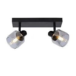 spot BJORN 2 flames, square E14 IP20, smoky colour, black