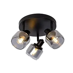 spot BJORN 3 flames, round E14 IP20, smoky colour, black