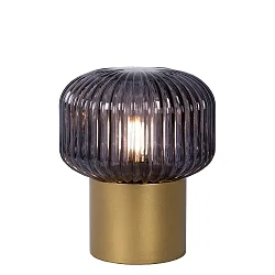 table lamp JANY round E14 IP20, gold matt, brass, smoky colour 