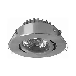 LED Einbaustrahler RICO HR, IP44, 6.5W 2800K 500lm 36°, CRi> 90, schwenkbar, dimmbar, nickel gebürstet