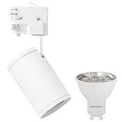 3-phase spot MORA 3PH HOUSING set of 1, cardanic swivelling, with lamp socket GU10 IP20, white dimmable
