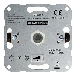 LED Universal Dimmer, 0-300W, 1,3A, IP20, ohne Abdeckung, mit Dimmer Wellen-Adapter