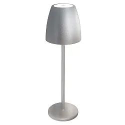 Outdoor LED  Akku Tischleuchte TAVOLA PREMIUM, IP54, 2W 2700K 200lm 90°, mit Touch-Dimmer + USB-C Netzteil, silbergrau