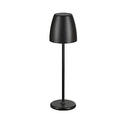 Akku Tischleuchte TAVOLA SOLAR, IP54, 1.5W 2700K 200lm 90°, mit Touch-Dimmer + USB-C Netzteil, Aluminium, schwarz