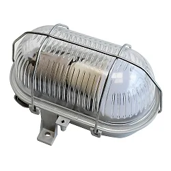 Universal Feuchtraumleuchte Ovalleuchte Set MEGATRON IP44 E27 Grau IK07 + MM21151