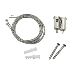 Seilabhängung UNI, 1-Punkt, mit Kugel, 1,5m, 2er Set, grau