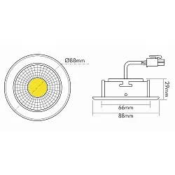 Recessed LED downlight A 5068 T FLAT, Ø 8.8cm, COB, 8W 2700K 38°, swivelling, brushed nickel