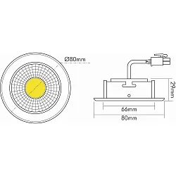 LED Einbau-Spot A 5068 T FLAT, IP44, rund, Ø8cm, CRi >90, starr, dimmbar C, 8W 2700K 38°, Nickel gebürstet