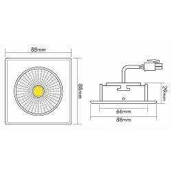 LED Downlight 5068Q ECO FLAT BIO, eckig, 38°, 7,5W, 3000K, IP40, nickel gebürstet