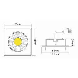 LED Downlight A 5068Q T FLAT BIO, eckig, 38°, 8W, 5000K, IP40, dimmbar, nickel gebürstet