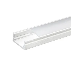 Alu U-Profil 2 OP, für LED Strips bis 1.2cm Breite, inkl. opalem Cover, 200cm, weiß matt