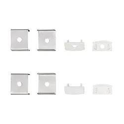 Ersatzkit für Alu U-Profil 2 TP/OP, Endkappen + Befestigungsclips, weiß