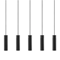 Pendelleuchte TILO, 5-flammig, IP20, GU10, Baldachin lang, Schwarz