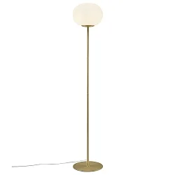 Stehleuchte ALTON, IP20, 150cm, E27, mundgeblasenes Glas, mit Schnurschalter, Opalglas / messing