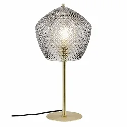 Tischleuchte ORBIFORM, IP20, E27, Messing gebürstet / Rauchglas mit Diamant-Struktur, mit Schnurschalter