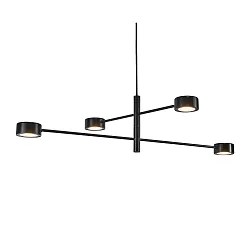 LED Pendelleuchte CLYDE, IP20, 4-flammig, 60-225cm, 4x 4W 2700K 350lm 120°, 3-Step MOODMAKER™ , drehbar, schwarz