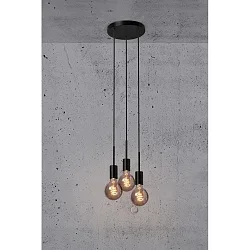 Pendant luminaire PACO, 3 flames, E27, black