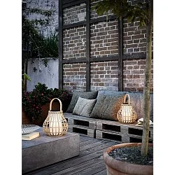 LED Solarleuchte LEO TO-GO, IP44, 4W 2700K 240°, mit Ladefunktion per USB-Port, mit Dämmerungssensor, Bambus