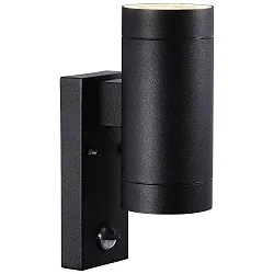 Außenwandleuchte TIN MAXI SENSOR, IP54, Up/ Down, mit PIR-Sensor, 2x GU10 max. 35W, Schwarz