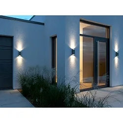 outdoor wall luminaire NICO SQUARE 22 up / down, square GU10 IP54, anthracite dimmable