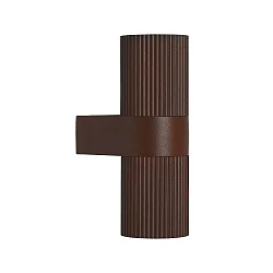 Außenwand-Strahler KYKLOP RIPPLE, Up/Down, IP54 IK05, 2x GU10, Metall gerippt / Glas, rost