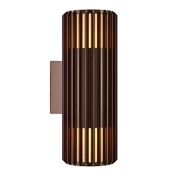 outdoor wall luminaire ALUDRA DOUBLE E27 IP54, seaside metallic brown dimmable