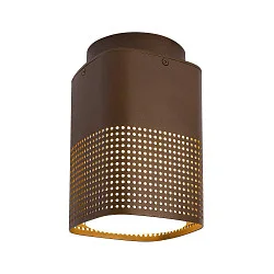 Outdoor Deckenleuchte SIDARA, IP54 IK05, eckig, E27, Lichtaustritt perforiert, Seeluft-beständig, Aluminium, metallisch braun