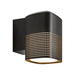 Outdoor Wandleuchte SIDARA, IP54 IK05, eckig, E27, Schirm perforiert, Seeluft-beständig, Aluminium, schwarz