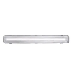 Feuchtraum-Wannenleuchte WORKS IP65, Kunststoff grau / Strukturblende klar, 66cm, inkl. 1x T8 LED, 9W 4000K 85lm 110°