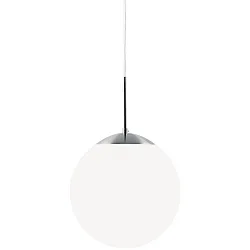 Pendelleuchte CAFE 25, IP20, E27, Opalglas matt / Stahl gebürstet / weiß, Kugelschirm Ø 25cm