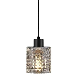 Nordlux Pendant luminaire HOLLYWOOD, height 17.7cm, shade Ø 10.8cm, pendulum 300cm, E27, clear / black