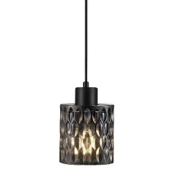 Nordlux Pendant luminaire HOLLYWOOD, height 17.7cm, shade Ø 10.8cm, pendulum 300cm, E27, smoky glass / black