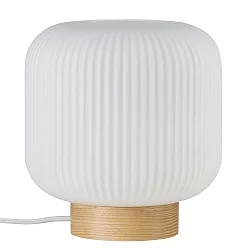 Tischleuchte MILFORD, E27, IP20, Glas opalweiß, Basis braun