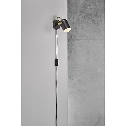 Wandstrahler LOTUS, E14, IP20, schwarz/gold