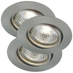 Nordlux Recessed spot set of 3 TRITON 3-KIT 28W, 3x28W, GU10, 2700K, 220lm, IP23, brushed steel